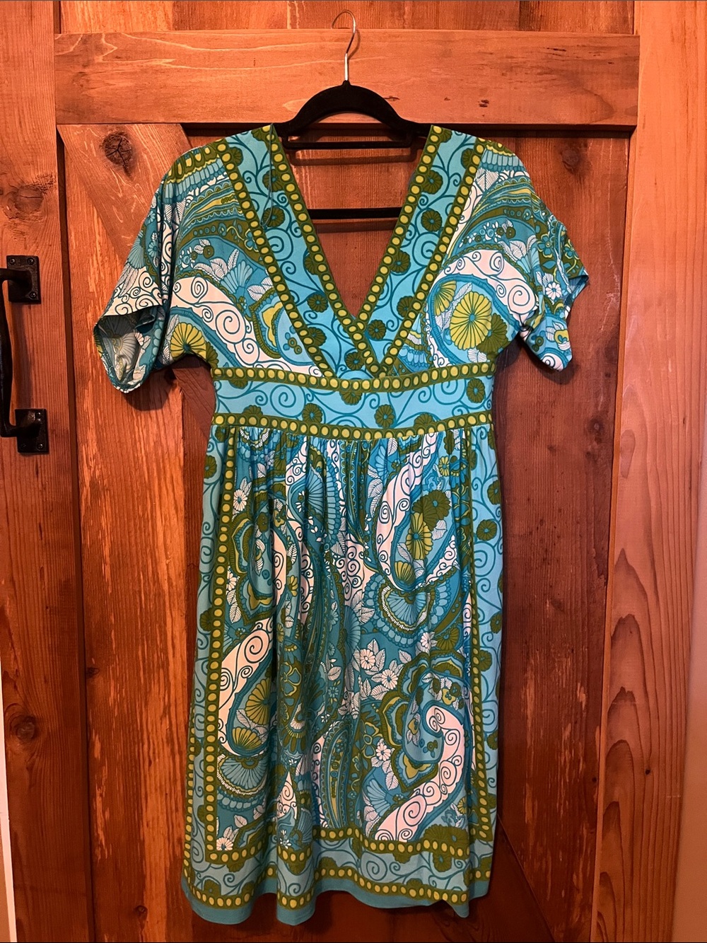 new directions Teal and Olive Floral V‑Neck Midi Dress